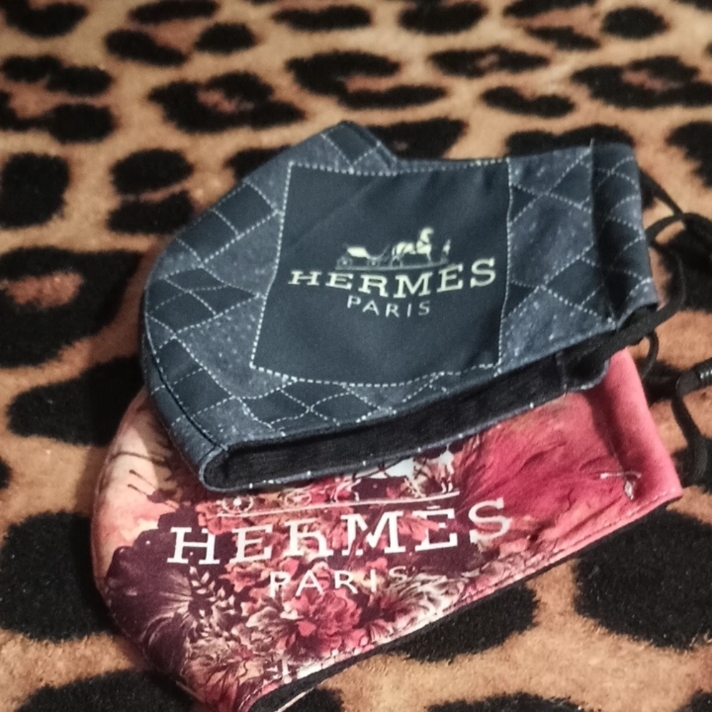 Luxury Black and Orange Face 2 Piece Mask Set